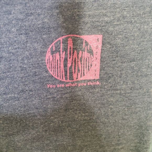 Think Positive Womens Blue Graphic Hamsa Hand Third Eye Good Luck Tank Top Sz L - Picture 5 of 6